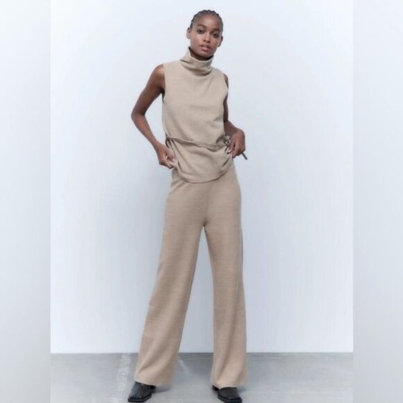 Zara Mock Neck Belted Sleeveless Top - Picture 3 of 6